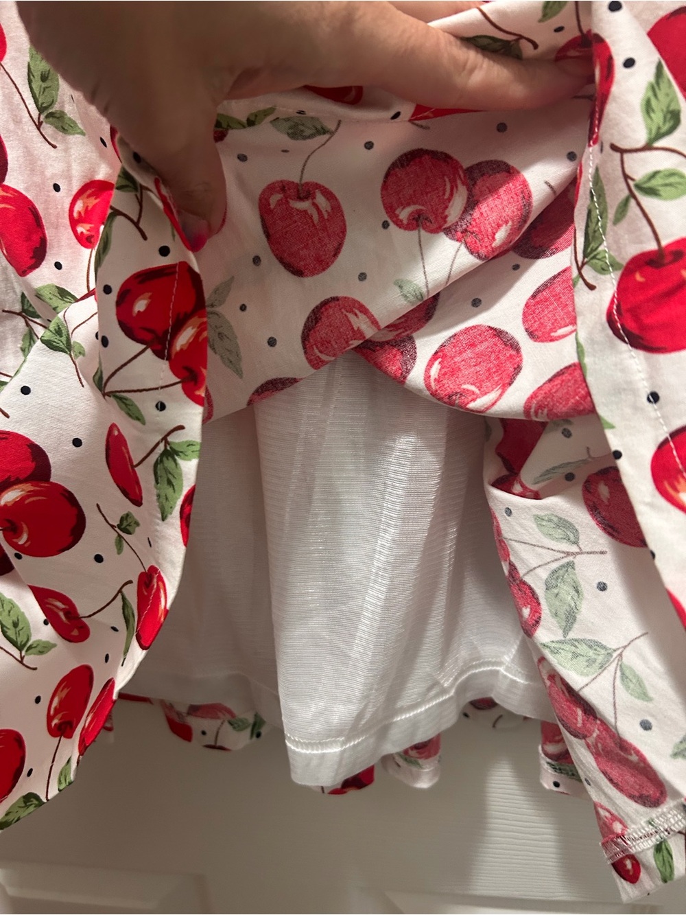 🍒☀️🍒Melissa White Midi Red Cherry Print Dress 🍒☀️🍒 - Picture 10 of 12